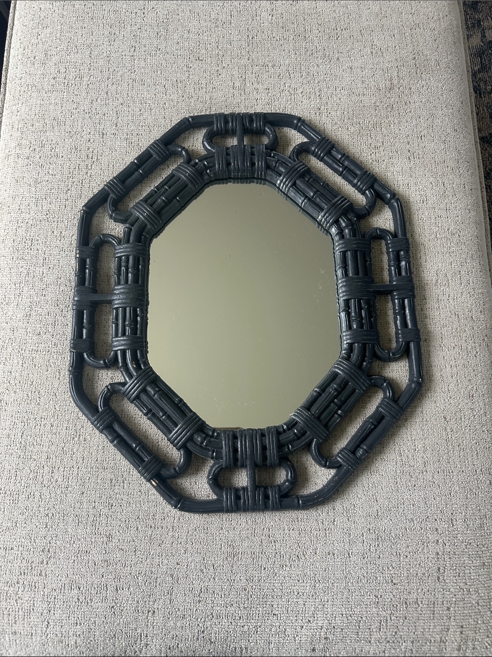 Homco Black/Grey Woven Octagonal Wall Mirror 17” x 14”